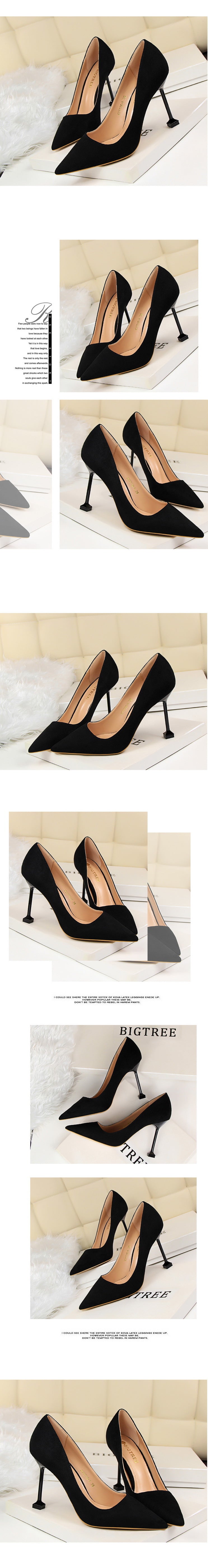 1716-1 Korean Style Fashion Sexy Slimming High Heels Women's Shoes Thin Heel High Heel Suede Shallow Pointed Toe Single Shoes