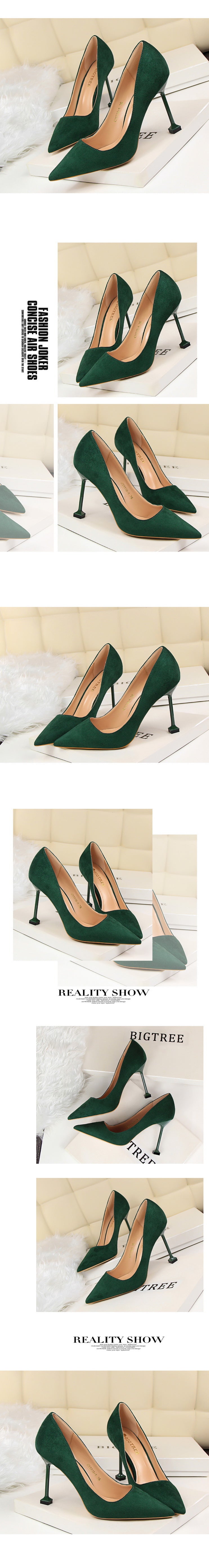 1716-1 Korean Style Fashion Sexy Slimming High Heels Women's Shoes Thin Heel High Heel Suede Shallow Pointed Toe Single Shoes