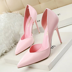 3168-3 Korean Style Fashion Simple Sexy Nightclub Slimming Women's Shoes Thin Heel Super High Heel Shallow Pointed Toe Hollow Single Shoes