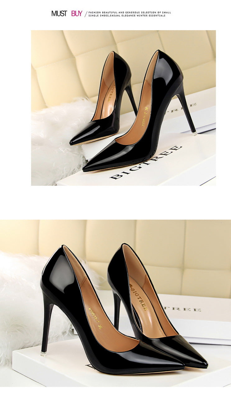 9511-7 European and American Style Fashionable Metal Heel High Heels Women's Shoes High Heel Low-Cut Pointed Toe Sexy Nightclubs Thinner Pumps