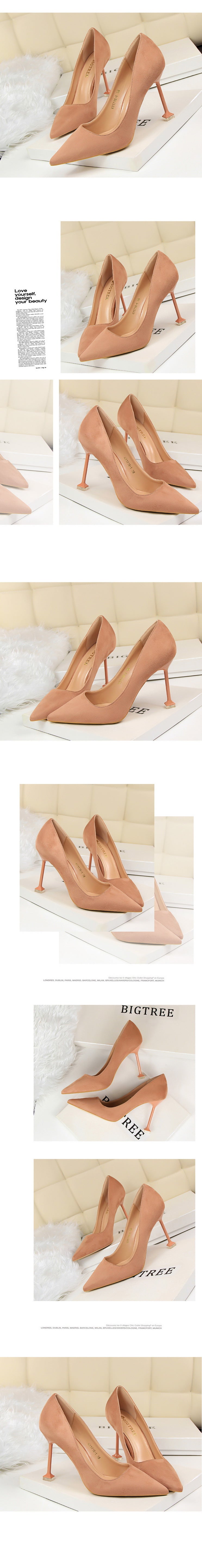 1716-1 Korean Style Fashion Sexy Slimming High Heels Women's Shoes Thin Heel High Heel Suede Shallow Pointed Toe Single Shoes