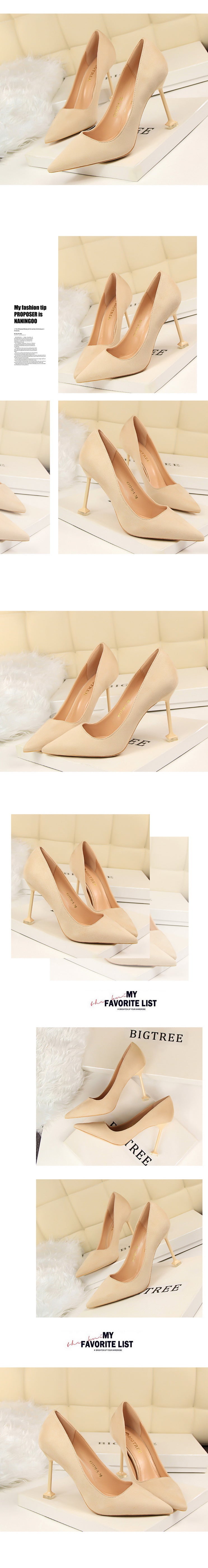 1716-1 Korean Style Fashion Sexy Slimming High Heels Women's Shoes Thin Heel High Heel Suede Shallow Pointed Toe Single Shoes