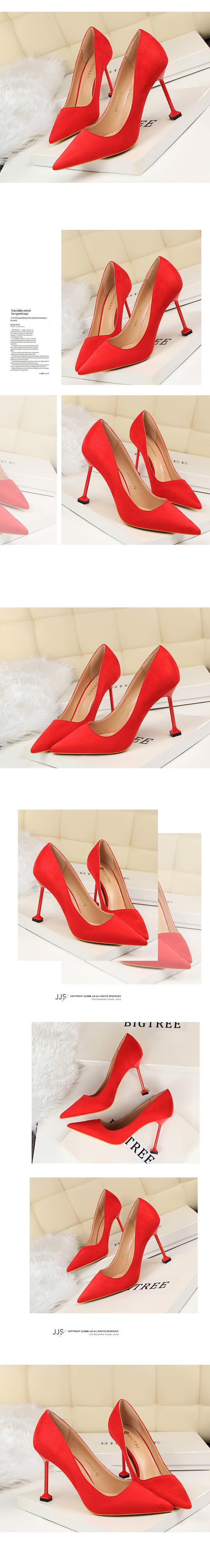 1716-1 Korean Style Fashion Sexy Slimming High Heels Women's Shoes Thin Heel High Heel Suede Shallow Pointed Toe Single Shoes