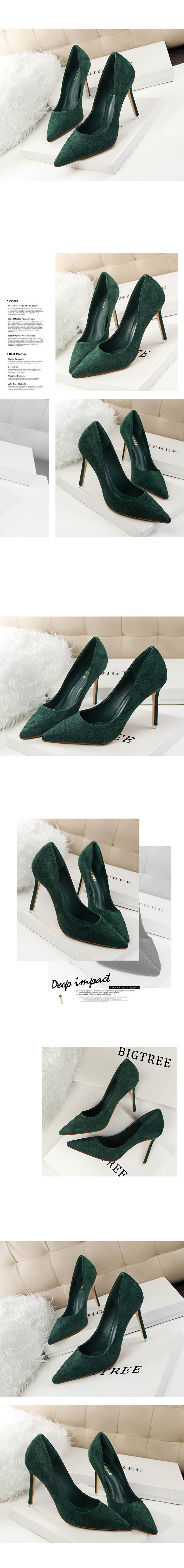 516-1 Korean Style Fashion Simple Stiletto High Heels Shallow Pointed Toe Suede Sexy Slimming Professional OL Women's Single Shoes