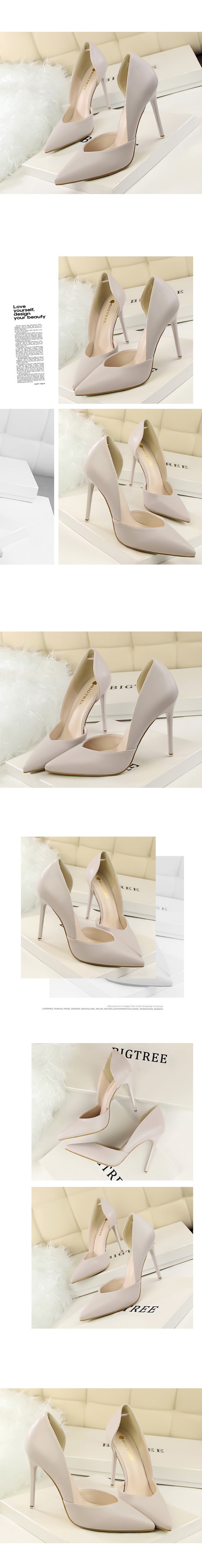 3168-3 Korean Style Fashion Simple Sexy Nightclub Slimming Women's Shoes Thin Heel Super High Heel Shallow Pointed Toe Hollow Single Shoes