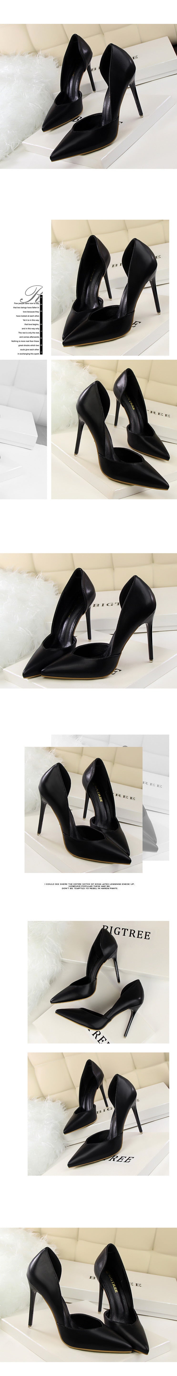 3168-3 Korean Style Fashion Simple Sexy Nightclub Slimming Women's Shoes Thin Heel Super High Heel Shallow Pointed Toe Hollow Single Shoes