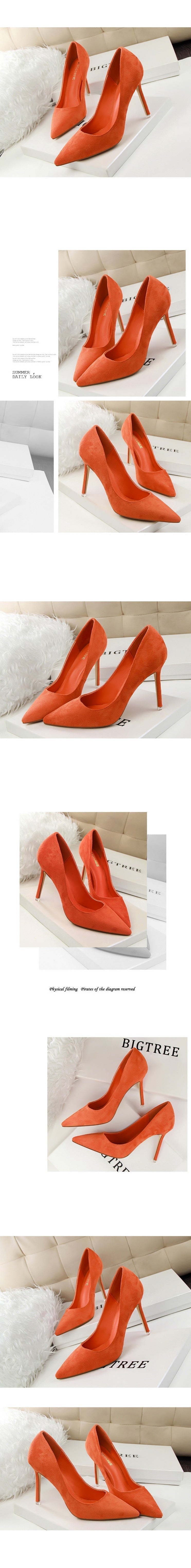 516-1 Korean Style Fashion Simple Stiletto High Heels Shallow Pointed Toe Suede Sexy Slimming Professional OL Women's Single Shoes