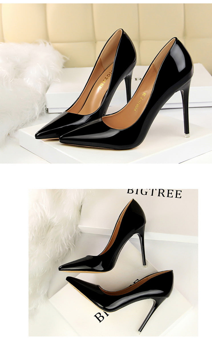 9511-7 European and American Style Fashionable Metal Heel High Heels Women's Shoes High Heel Low-Cut Pointed Toe Sexy Nightclubs Thinner Pumps