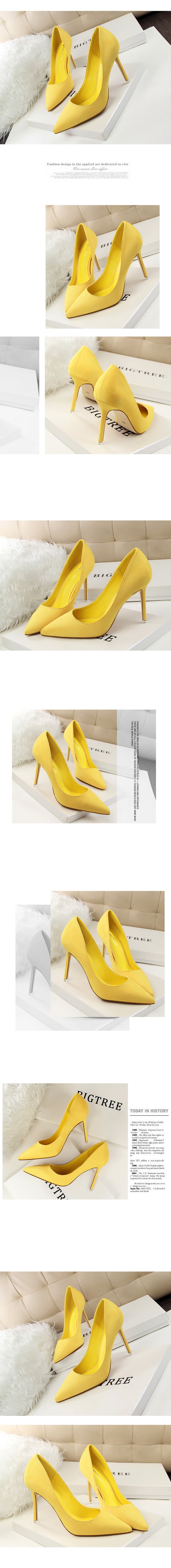 516-1 Korean Style Fashion Simple Stiletto High Heels Shallow Pointed Toe Suede Sexy Slimming Professional OL Women's Single Shoes