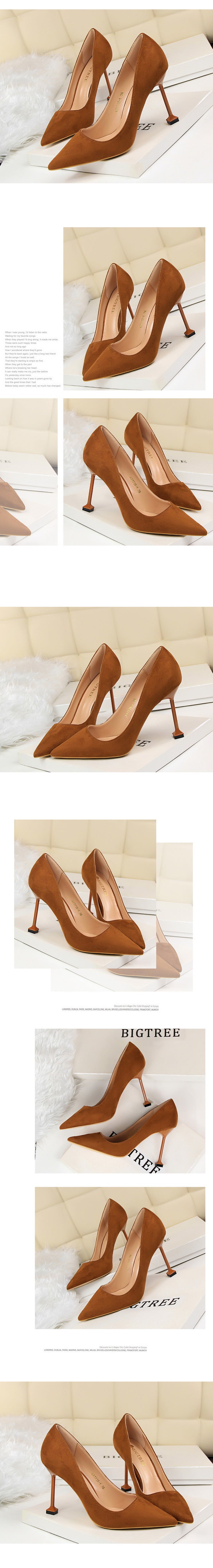 1716-1 Korean Style Fashion Sexy Slimming High Heels Women's Shoes Thin Heel High Heel Suede Shallow Pointed Toe Single Shoes