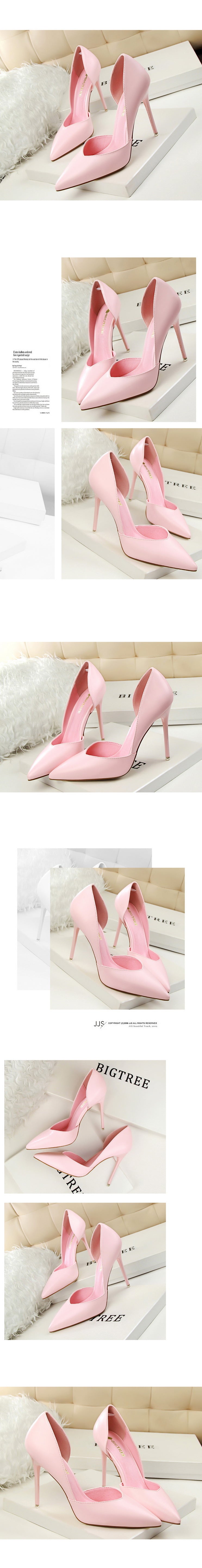 3168-3 Korean Style Fashion Simple Sexy Nightclub Slimming Women's Shoes Thin Heel Super High Heel Shallow Pointed Toe Hollow Single Shoes