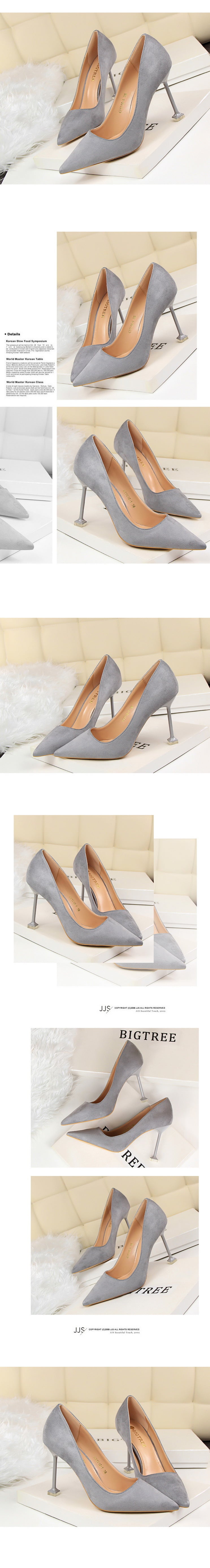 1716-1 Korean Style Fashion Sexy Slimming High Heels Women's Shoes Thin Heel High Heel Suede Shallow Pointed Toe Single Shoes